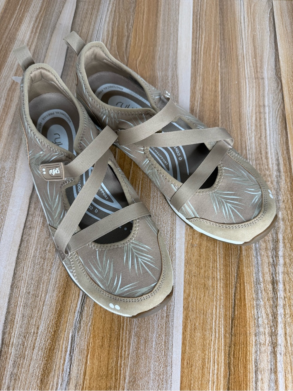 Ryka Kailee Adjustable Mesh Mary Jane Sneakers Size 11M Taupe Palm